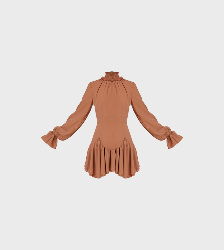 Chiffon Frill Hem Shift Mini Dress