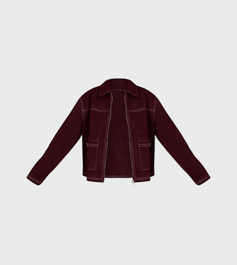 Pocket Detail Faux Suede Jacket