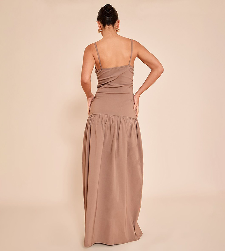 Stretch Strappy Ruched Maxi Dress