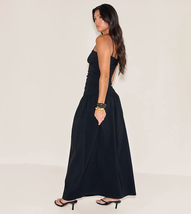 Stretch Strappy Ruched Maxi Dress