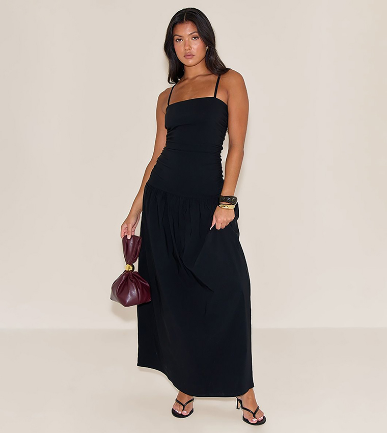 Stretch Strappy Ruched Maxi Dress