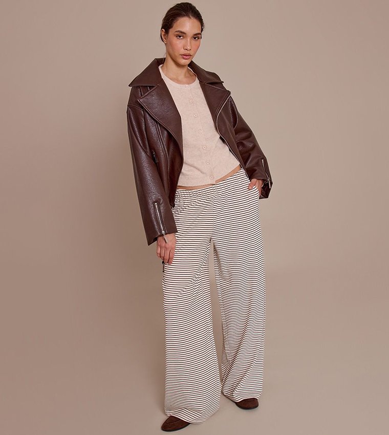 Faux Leather Oversized Biker Jacket