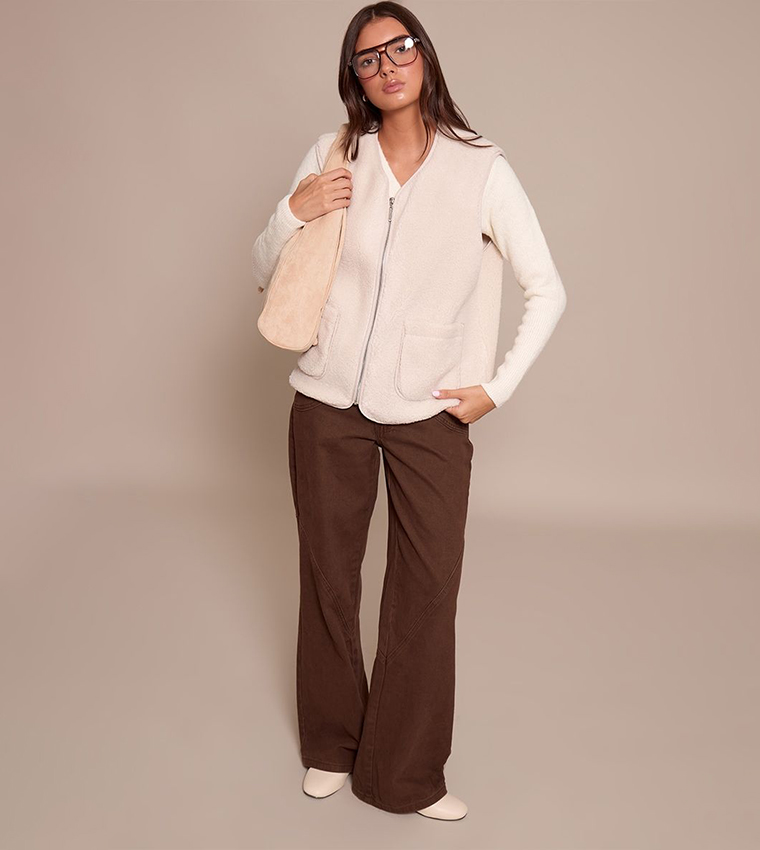 Zip-Through Borg Gilet