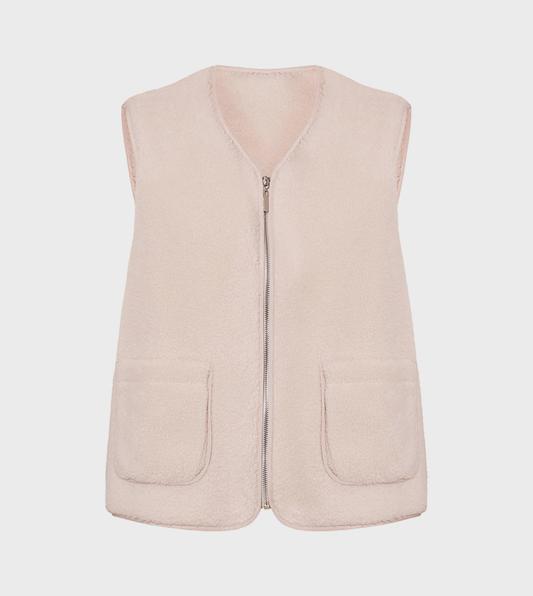 Zip-Through Borg Gilet