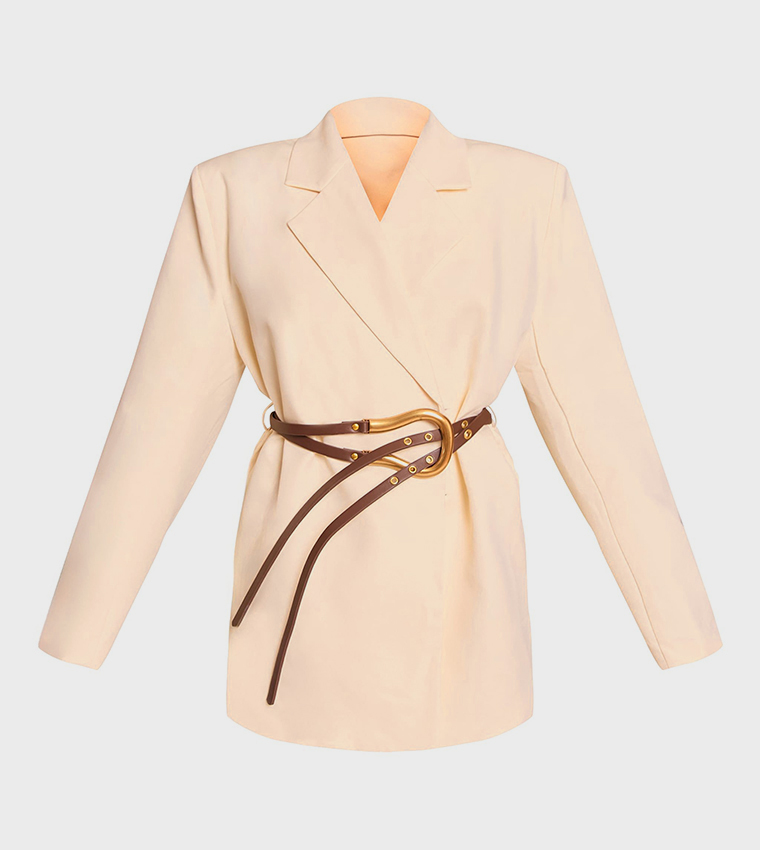 Solid Belt Mini Blazer Dress
