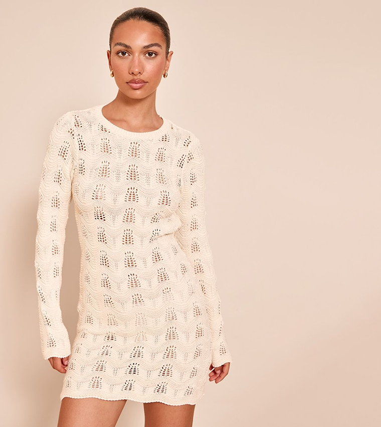 Long Sleeves Backless Mini Dress