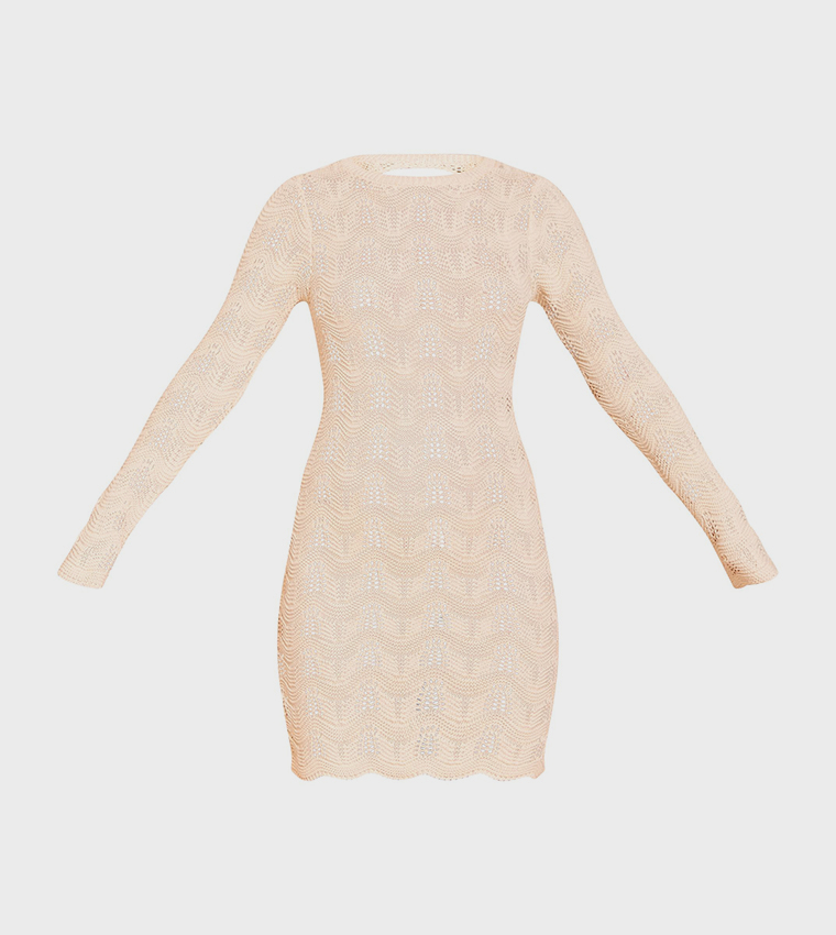 Long Sleeves Backless Mini Dress