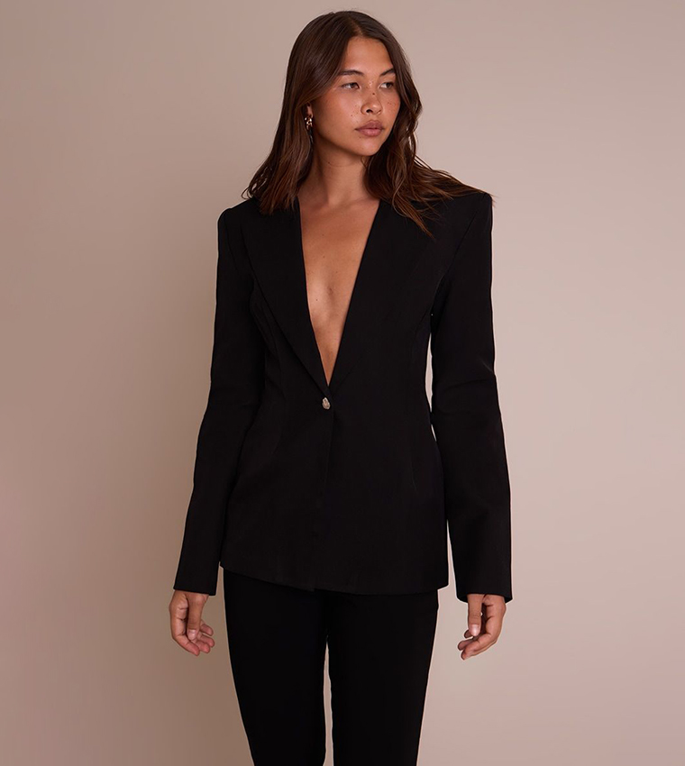 Solid Cinch Hip Blazer