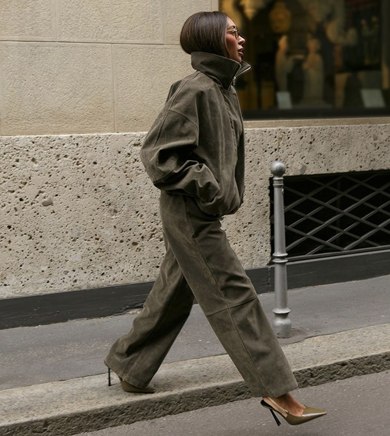 Suede Hidden Placket Biker Jacket