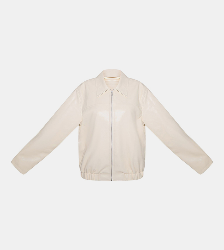 Faux Leather Bomber Jacket