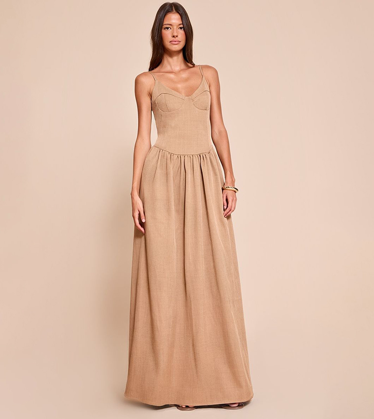 Textured Strappy Woven Maxi Dress