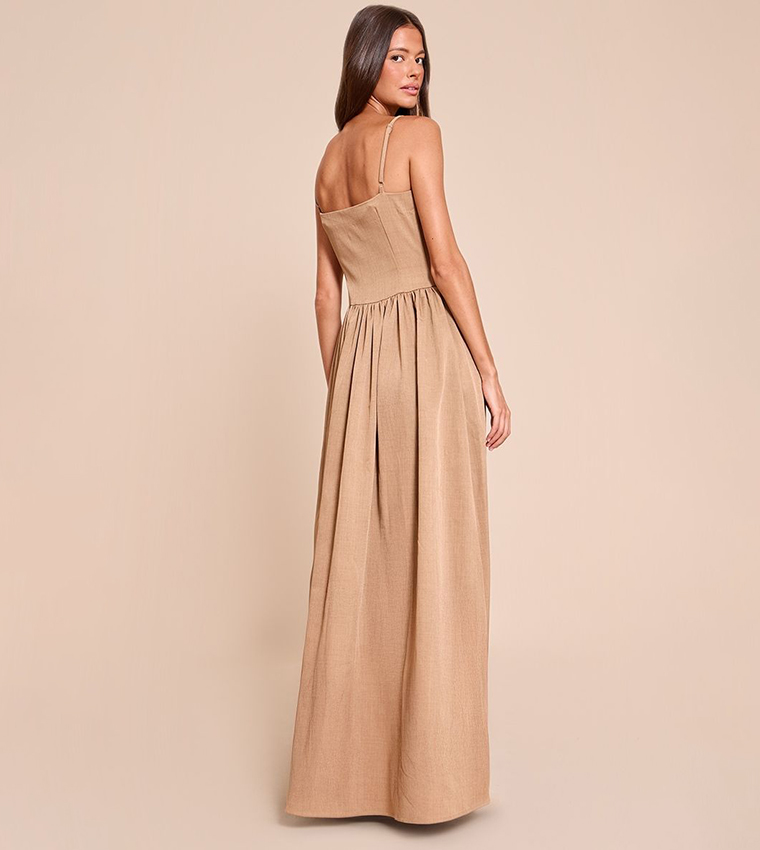 Textured Strappy Woven Maxi Dress