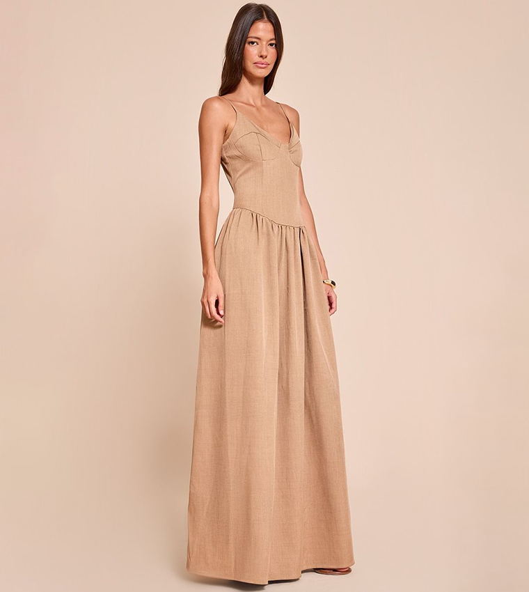 Textured Strappy Woven Maxi Dress