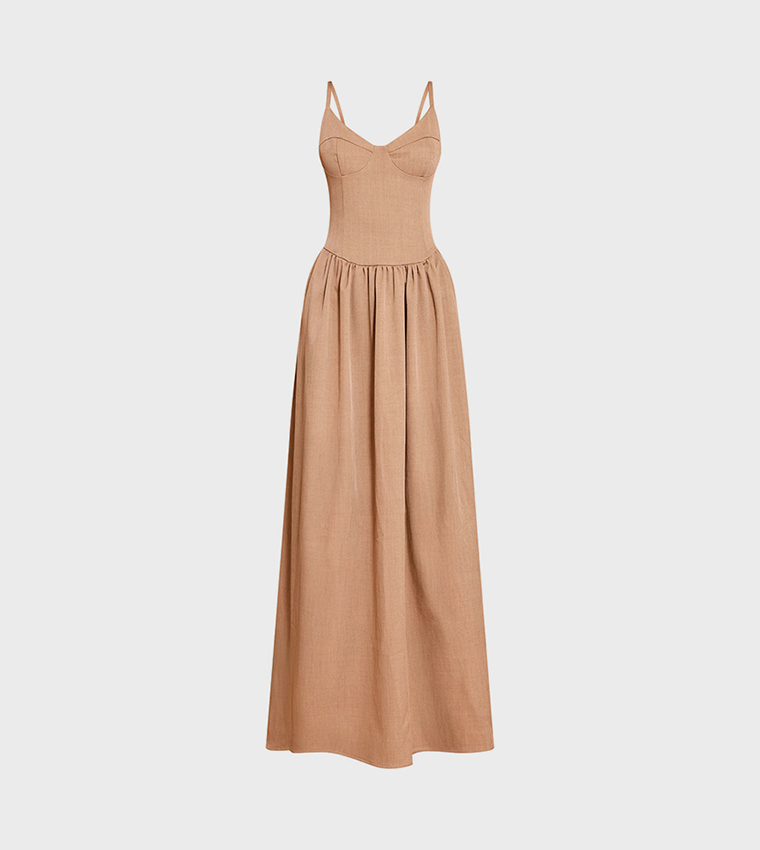 Textured Strappy Woven Maxi Dress