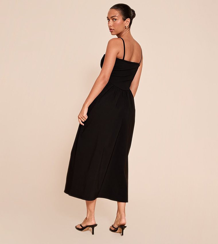 Stretch Ruched Bust Detail Strappy Maxi Dress
