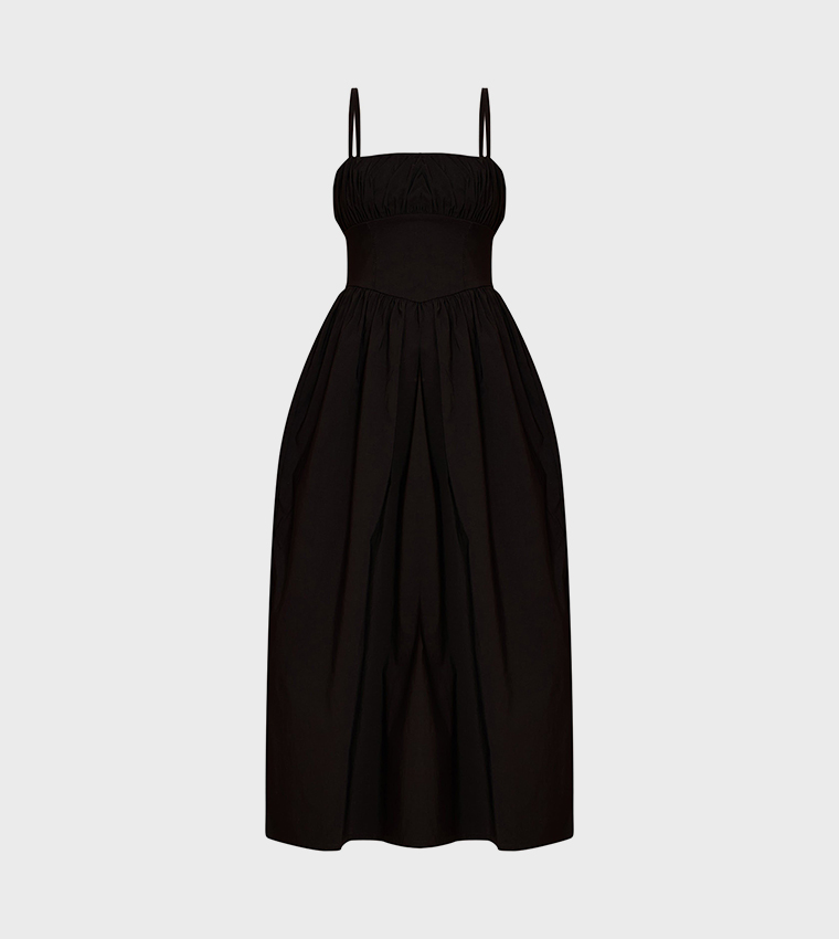 Stretch Ruched Bust Detail Strappy Maxi Dress