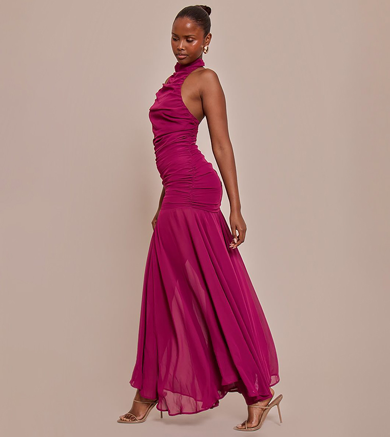 Chiffon High Neck Maxi Dress