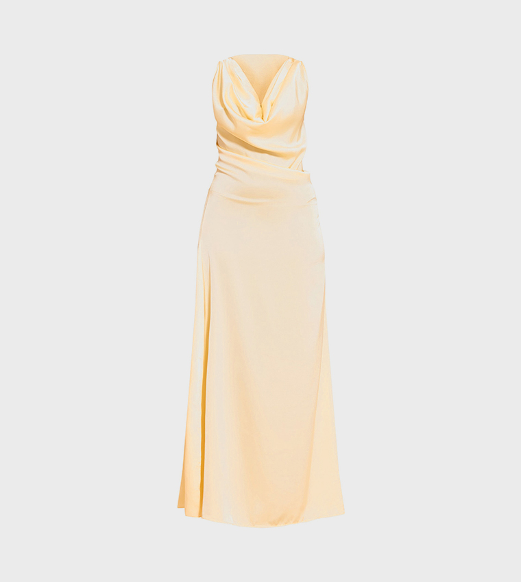 Satin Extreme Cowl Maxi Dress