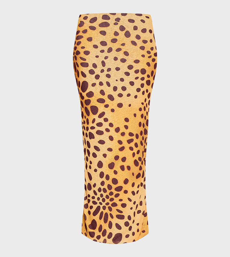 Leopard Print Onion Skin Low Rise Maxi Skirt