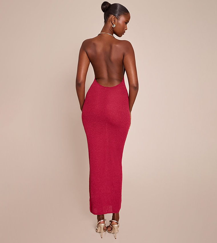 Gold Cuff Detail Knitted Maxi Dress