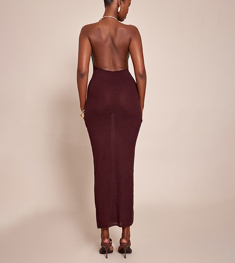 Gold Cuff Detail Knitted Maxi Dress