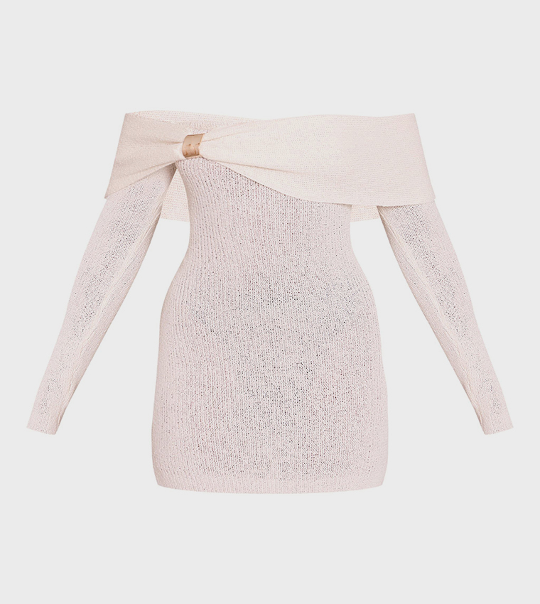 Bardot Trim Detail Knitted Mini Dress