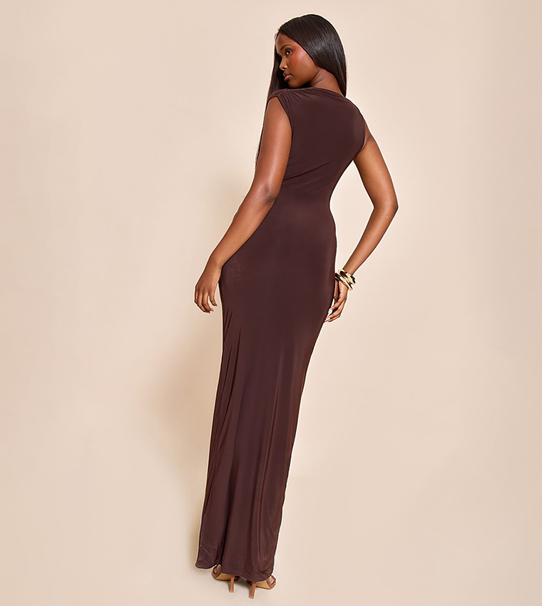 Trim Detail Off Shoulder Maxi Dress