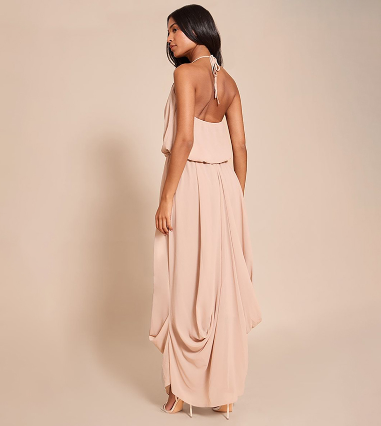 فستان ماكسي شيفت شيفون برقبة V للمقاسات الطويلة