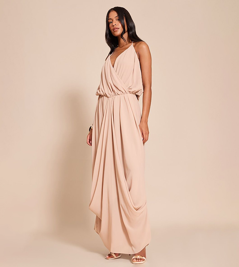 فستان ماكسي شيفت شيفون برقبة V للمقاسات الطويلة