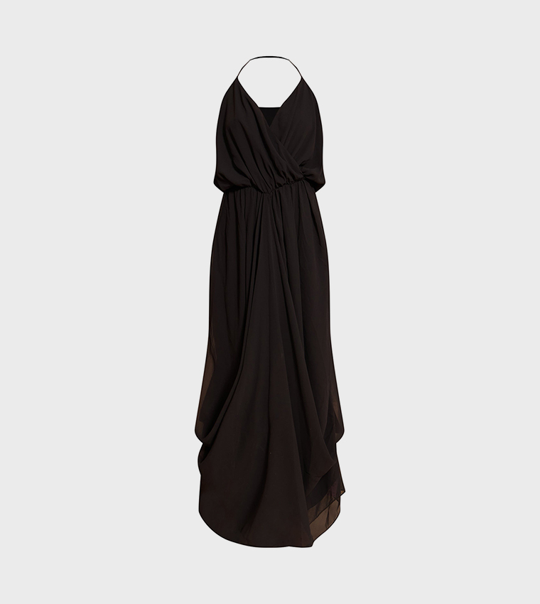 Tall Chiffon Drape V-Neck Shift Maxi Dress