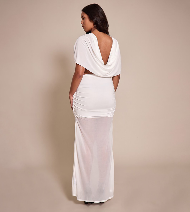 Shape Mesh Cutout Maxi Dress