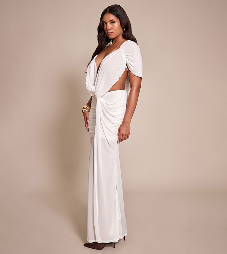 Shape Mesh Cutout Maxi Dress