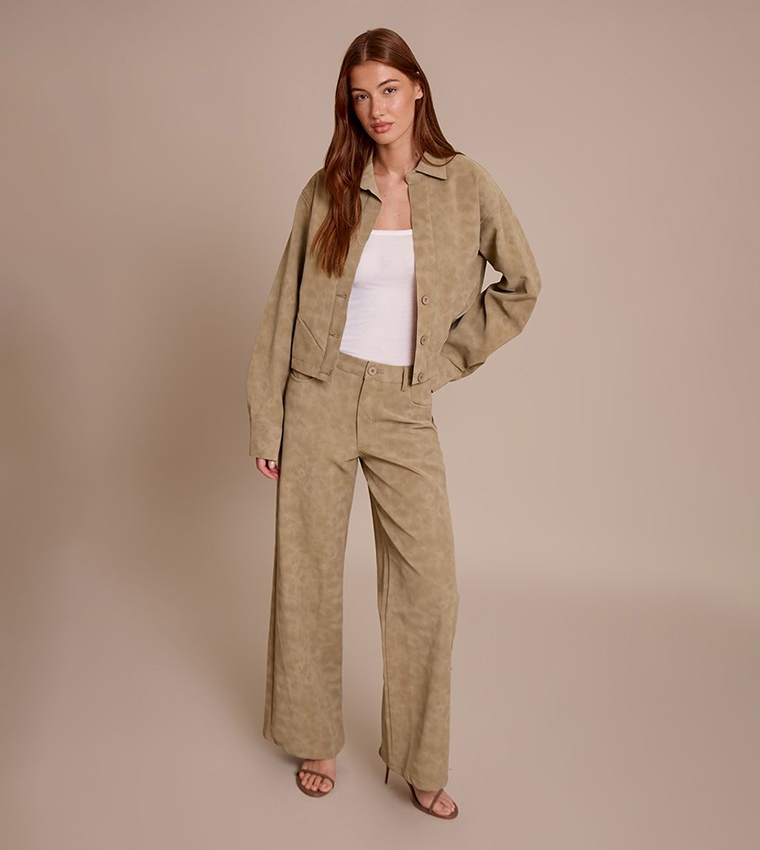 Washed Faux Leather Plunge Jacket