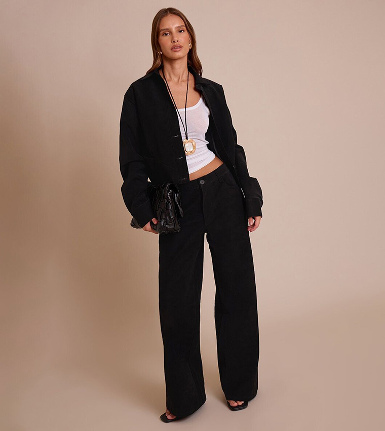 Washed Faux Leather Plunge Jacket