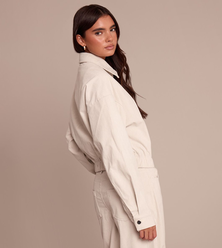 Cord Cropped Zip Jacket