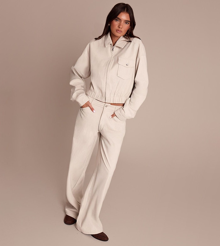 Cord Cropped Zip Jacket