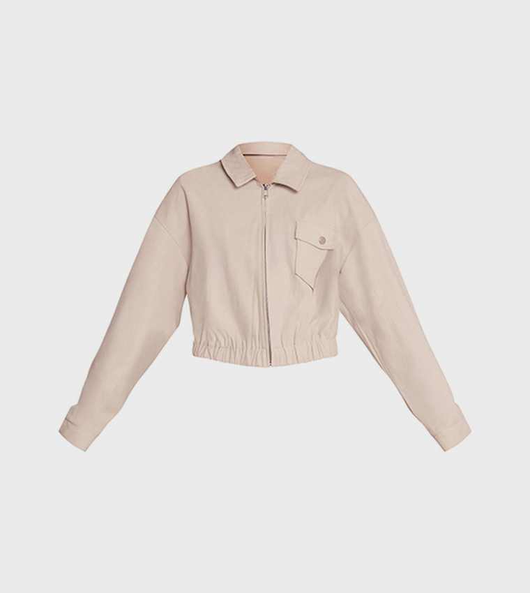 Cord Cropped Zip Jacket