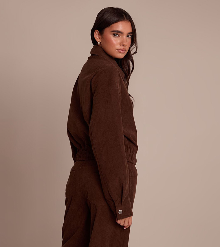 Cord Cropped Zip Jacket