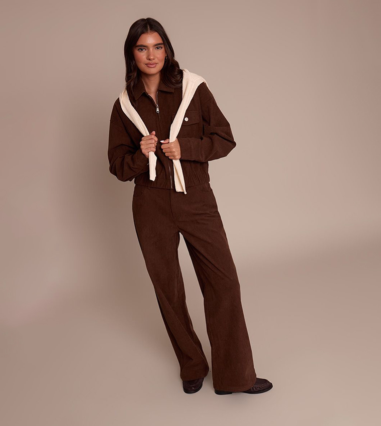 Cord Cropped Zip Jacket