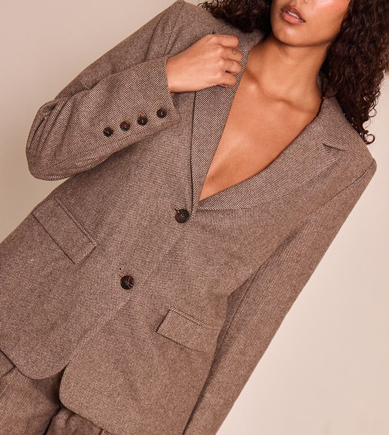 Dogtooth Brushed Tailored Blazer