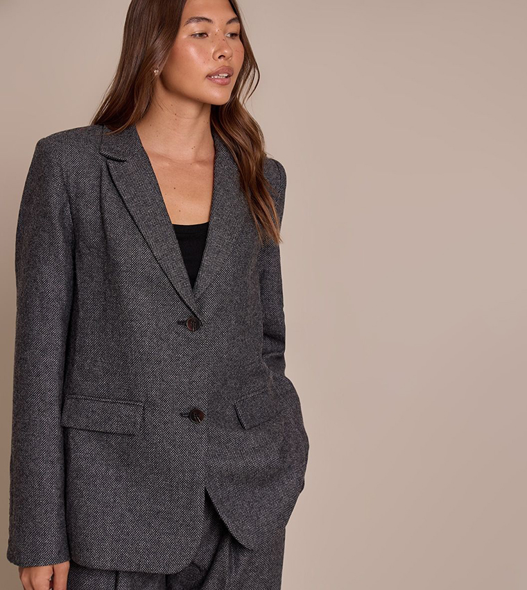 Dogtooth Brushed Tailored Blazer