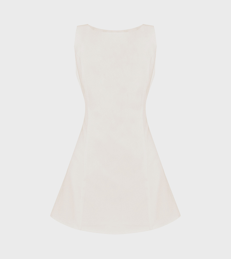 Solid Boat Neck Mini Dress