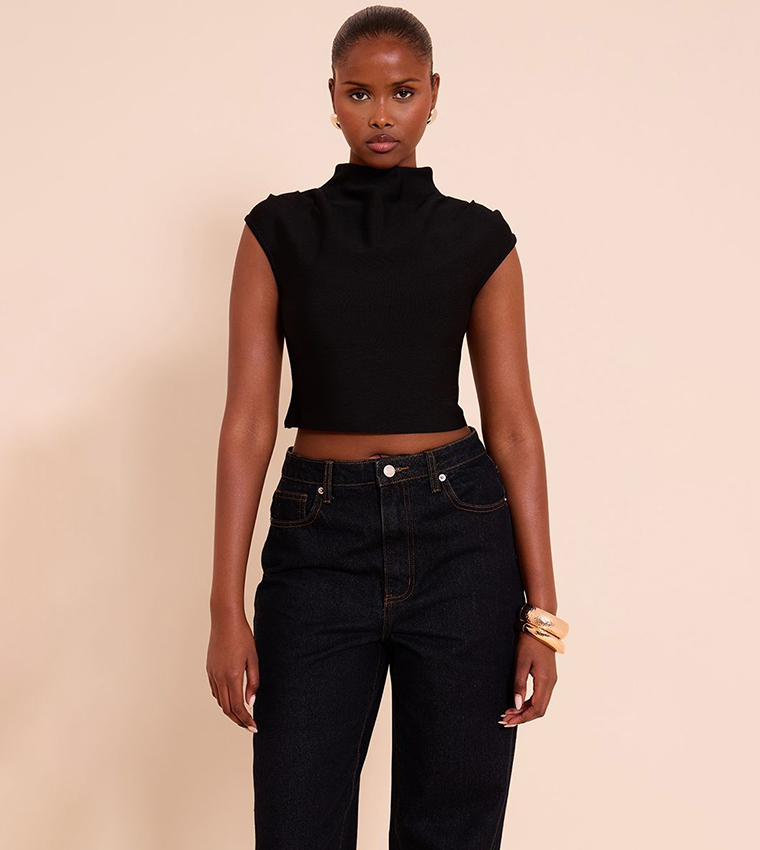 Bandage Pleat Detail Cap Sleeves Top