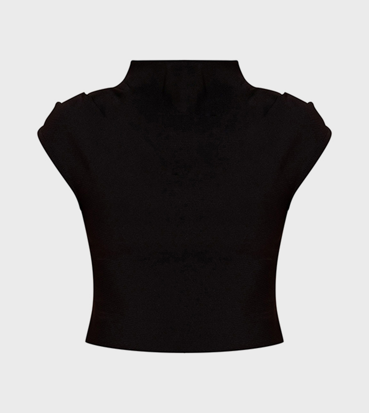 Bandage Pleat Detail Cap Sleeves Top