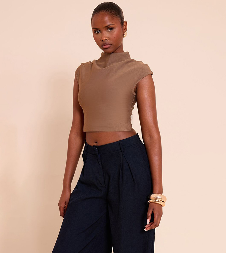 Bandage Pleat Detail Cap Sleeves Top