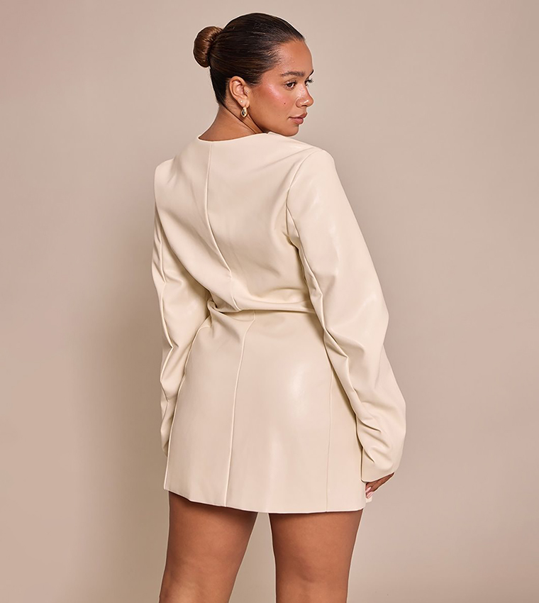 Shape Faux Leather Mini Blazer Dress