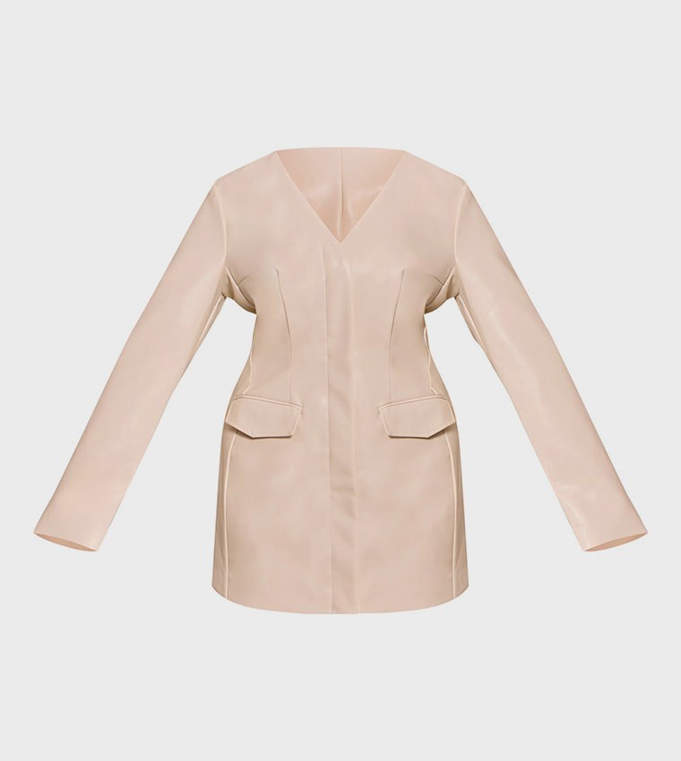 Shape Faux Leather Mini Blazer Dress