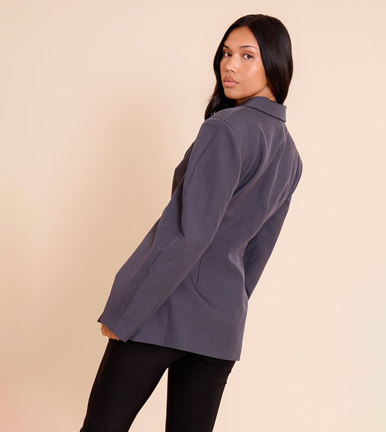 Asymmetric Detail Cocoon Sleeves Blazer