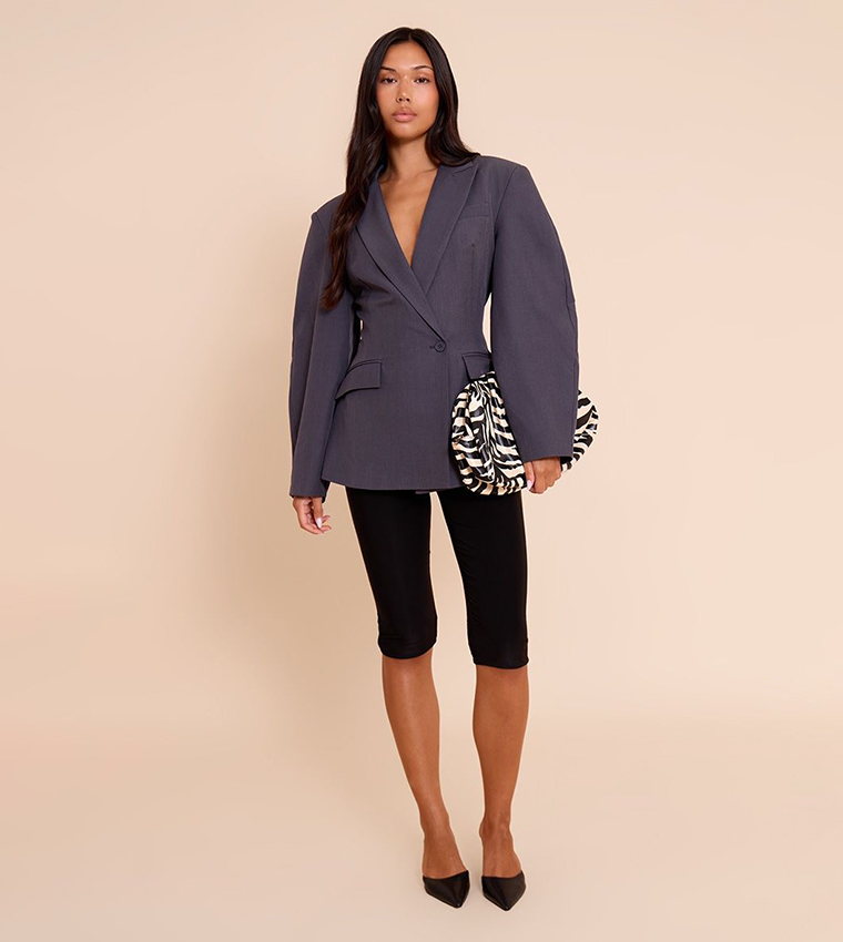 Asymmetric Detail Cocoon Sleeves Blazer