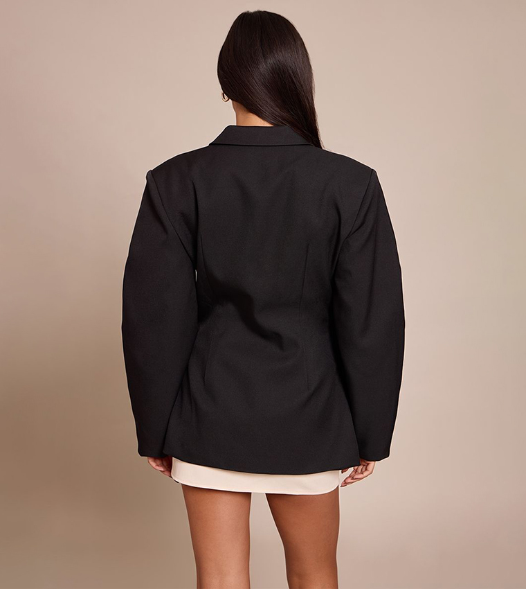 Asymmetric Detail Cocoon Sleeves Blazer